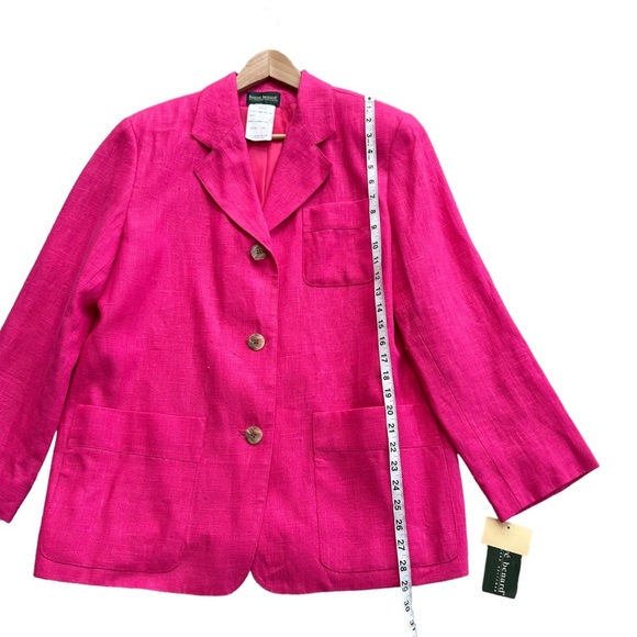 Vintage Harve' Benard Women's Pink 100% Linen with Front Pocket Jacket Size: 14 - Picture 10 of 13